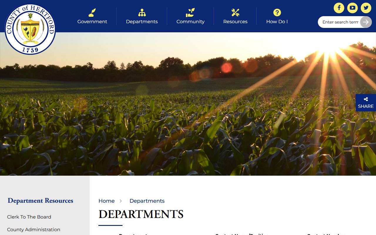 Hertford County department directory with court facility contact information
