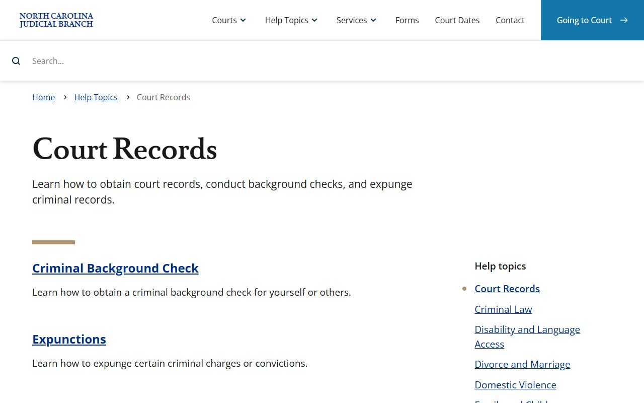 Hertford County court records official NC Judicial Branch help topic