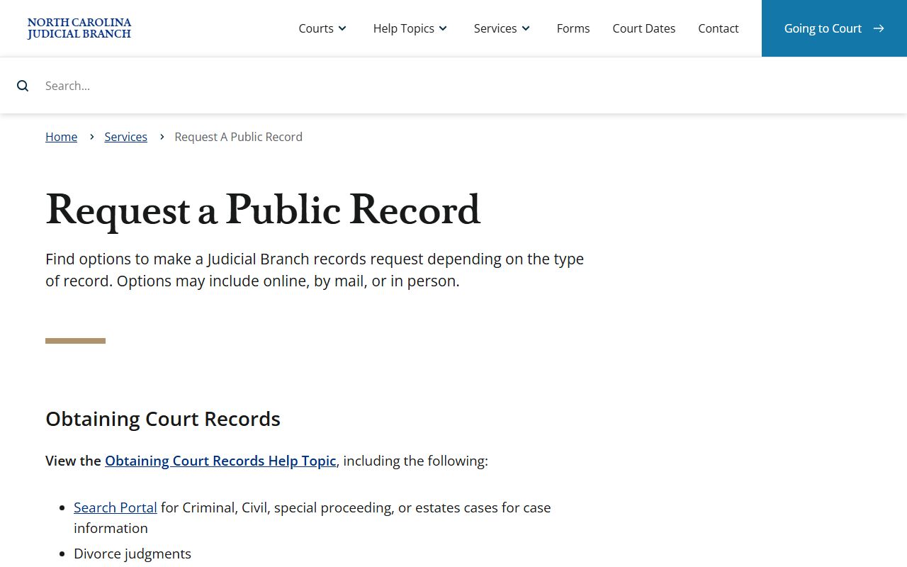 Hertford County court records public record request routing