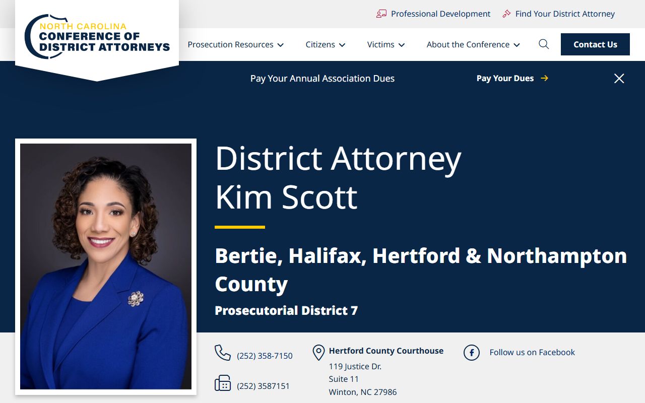 District Attorney Prosecutorial District 7 contact information for Hertford County