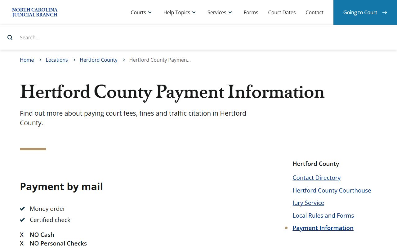 Hertford County court records court payment information