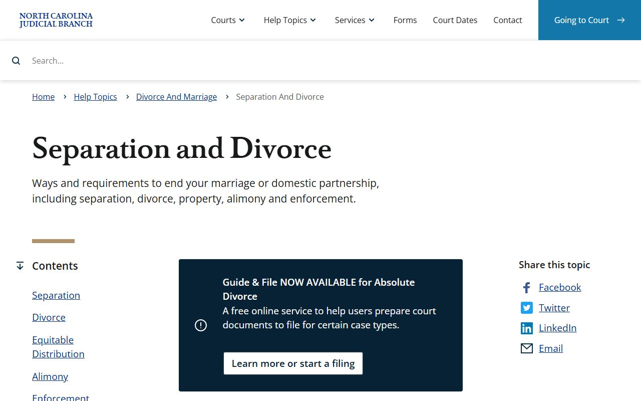 Hertford County marriage and divorce records separation and divorce guidance