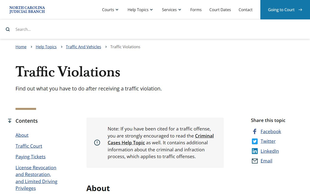 Hertford County traffic court records traffic violations page